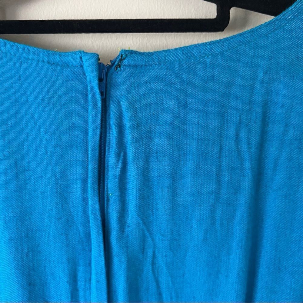 Carole Little‎ Sleeveless Blue V-Neck Linen Blend Midi Dress Size 4 - Picture 7 of 10